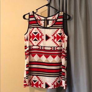 Pink Owl Aztec print tank top